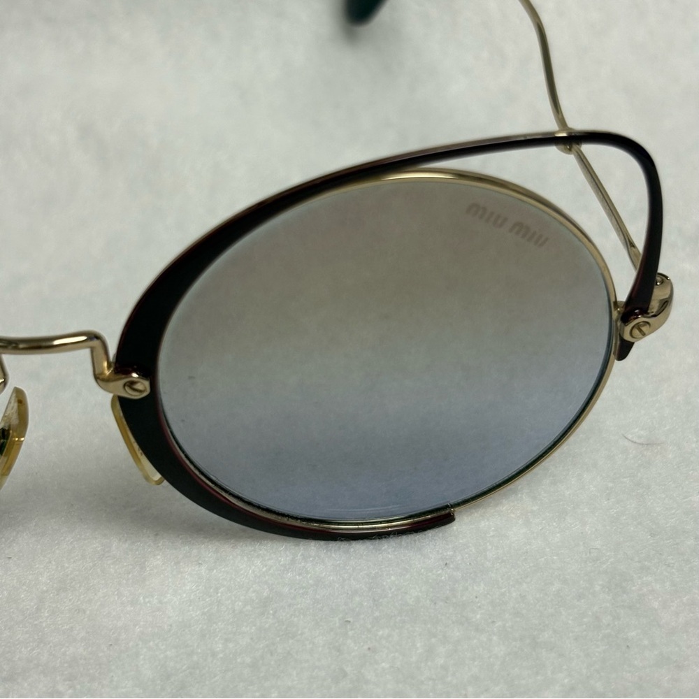 MIU MIU Sunglasses SMU51T Maroon Red w/ Gold Round w/ Cat Ears - Picture 14 of 14